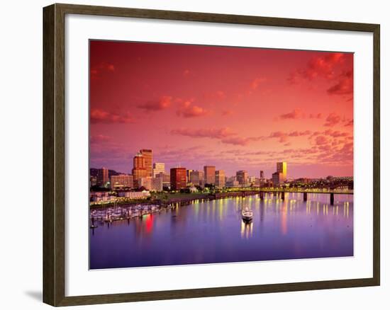 The Portland Spirit on the Willamette River at Sunrise in Portland, Oregon, USA-Janis Miglavs-Framed Photographic Print