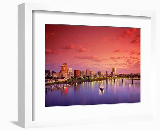 The Portland Spirit on the Willamette River at Sunrise in Portland, Oregon, USA-Janis Miglavs-Framed Photographic Print