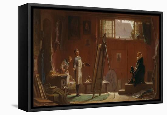 The Portrait Painter, about 1858-Carl Spitzweg-Framed Premier Image Canvas