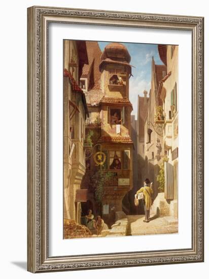 The Postman, about 1852-59-Carl Spitzweg-Framed Giclee Print