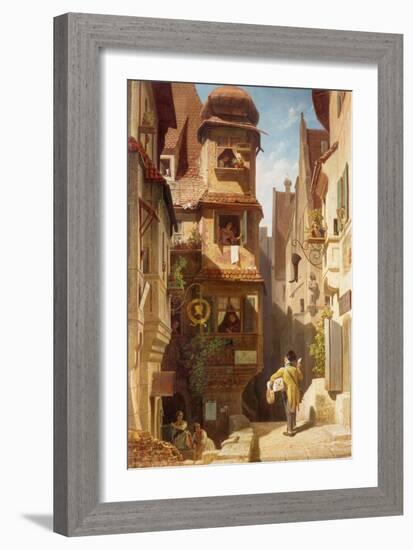 The Postman, about 1852-59-Carl Spitzweg-Framed Giclee Print