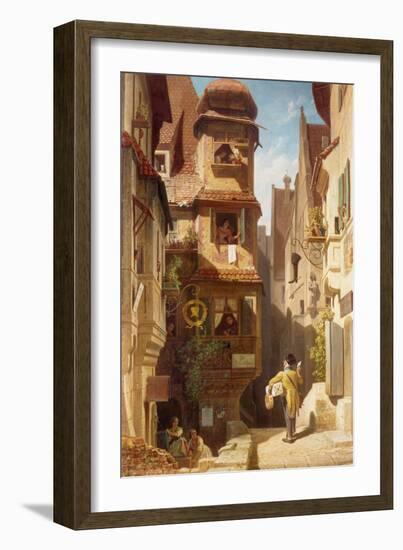 The Postman, about 1852-59-Carl Spitzweg-Framed Giclee Print