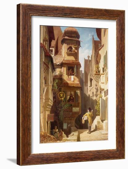 The Postman, about 1852-59-Carl Spitzweg-Framed Giclee Print