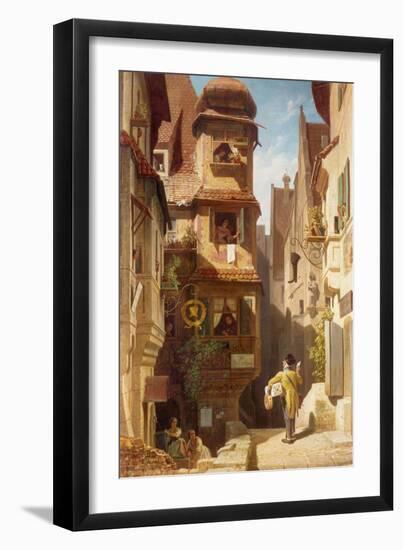 The Postman, about 1852-59-Carl Spitzweg-Framed Giclee Print