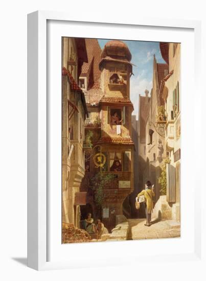 The Postman, about 1852-59-Carl Spitzweg-Framed Giclee Print