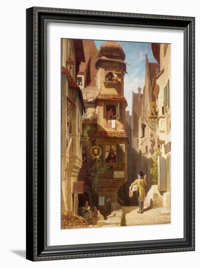 The Postman, about 1852-59-Carl Spitzweg-Framed Giclee Print