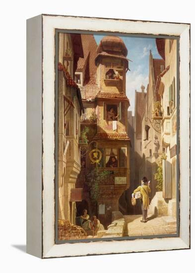 The Postman, about 1852-59-Carl Spitzweg-Framed Premier Image Canvas