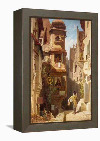 The Postman, about 1852-59-Carl Spitzweg-Framed Premier Image Canvas