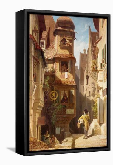 The Postman, about 1852-59-Carl Spitzweg-Framed Premier Image Canvas