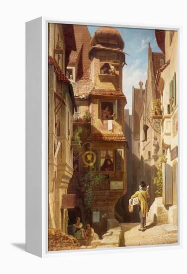 The Postman, about 1852-59-Carl Spitzweg-Framed Premier Image Canvas