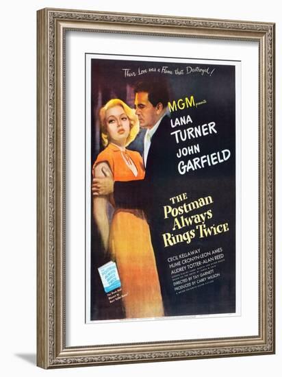 The Postman Always Rings Twice, Lana Turner, John Garfield, 1946-null-Framed Premium Giclee Print