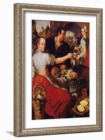 The Poultry Merchant (Oil on Canvas)-Joachim Bueckelaer-Framed Giclee Print