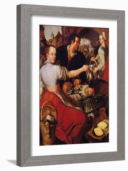 The Poultry Merchant (Oil on Canvas)-Joachim Bueckelaer-Framed Giclee Print