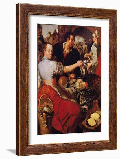 The Poultry Merchant (Oil on Canvas)-Joachim Bueckelaer-Framed Giclee Print