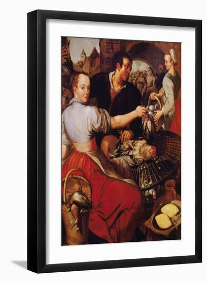 The Poultry Merchant (Oil on Canvas)-Joachim Bueckelaer-Framed Giclee Print