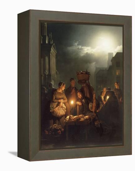 The Poultry Stall in Antwerp at Night-Petrus Van Schendel-Framed Premier Image Canvas