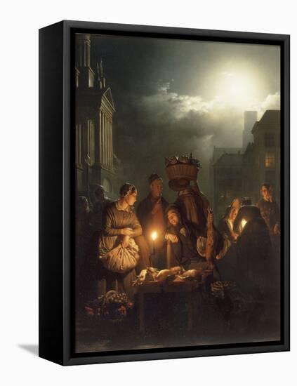 The Poultry Stall in Antwerp at Night-Petrus Van Schendel-Framed Premier Image Canvas