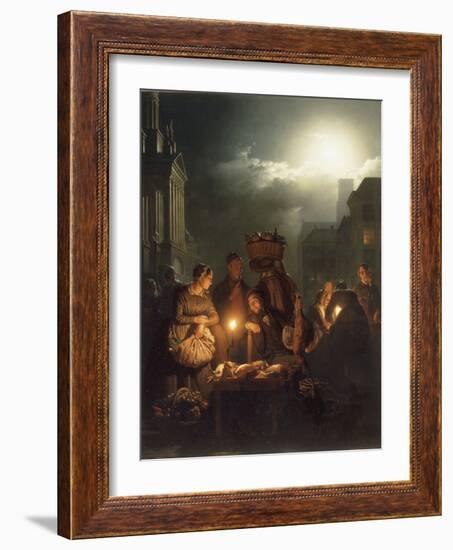 The Poultry Stall in Antwerp at Night-Petrus Van Schendel-Framed Giclee Print