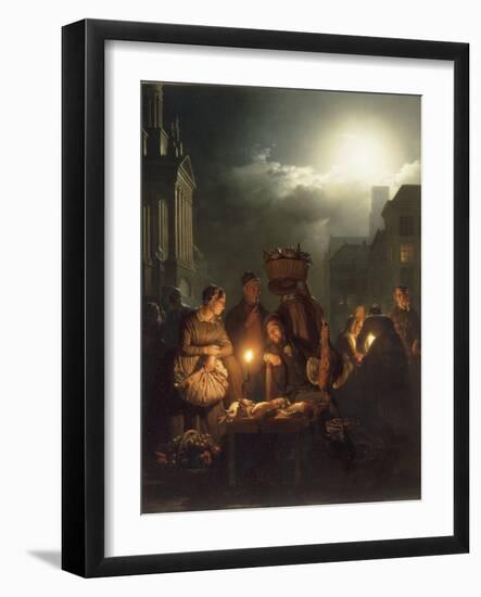 The Poultry Stall in Antwerp at Night-Petrus Van Schendel-Framed Giclee Print