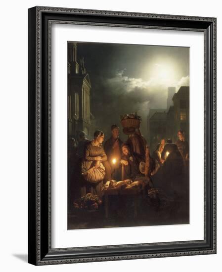 The Poultry Stall in Antwerp at Night-Petrus Van Schendel-Framed Giclee Print