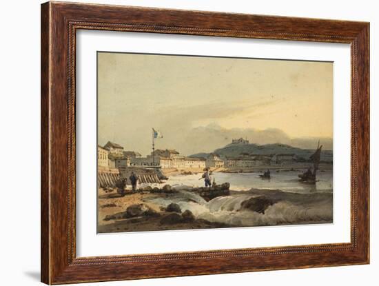 The Praya Grande, Macao, from the South, with St Peter's Fort to the Left, 1830-1845 (W/C on Paper)-George Chinnery-Framed Giclee Print