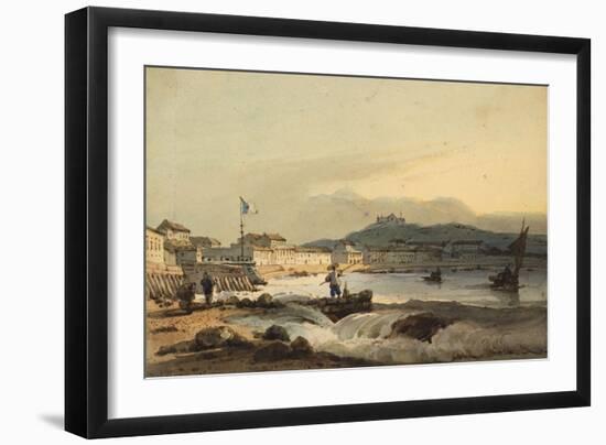 The Praya Grande, Macao, from the South, with St Peter's Fort to the Left, 1830-1845 (W/C on Paper)-George Chinnery-Framed Giclee Print