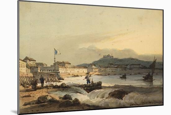 The Praya Grande, Macao, from the South, with St Peter's Fort to the Left, 1830-1845 (W/C on Paper)-George Chinnery-Mounted Giclee Print