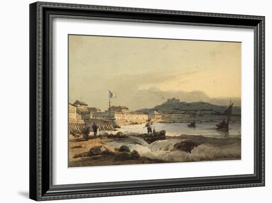 The Praya Grande, Macao, from the South, with St Peter's Fort to the Left, 1830-1845 (W/C on Paper)-George Chinnery-Framed Giclee Print