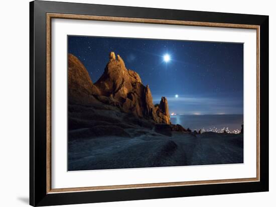 The Pre-Inca, Chiripa Culture, Horca Del Inca Ruins at Night Near Copacabana-Alex Saberi-Framed Photographic Print