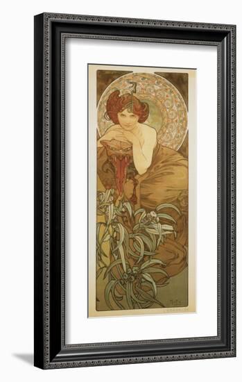 The Precious Stones: L'Emeraude-Alphonse Mucha-Framed Premium Giclee Print