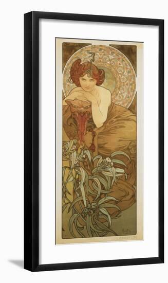 The Precious Stones: L'Emeraude-Alphonse Mucha-Framed Premium Giclee Print