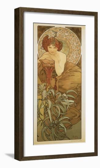 The Precious Stones: L'Emeraude-Alphonse Mucha-Framed Premium Giclee Print