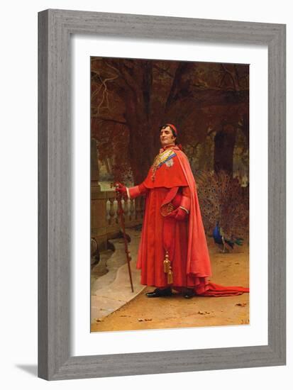 The Preening Peacock-Jean Georges Vibert-Framed Art Print