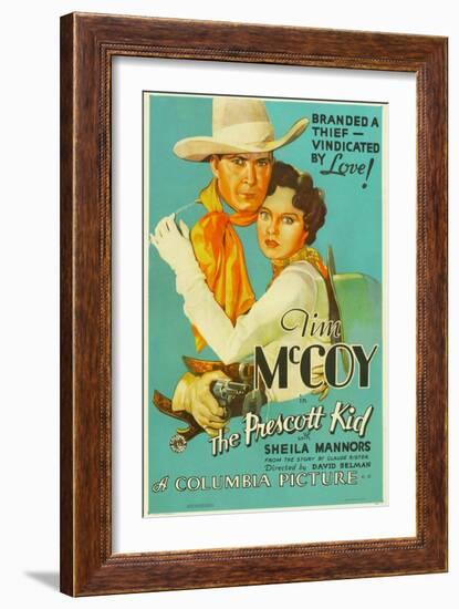 THE PRESCOTT KID, from left: Tim McCoy, Sheila Mannors (aka Sheila Bromley), 1934.-null-Framed Art Print