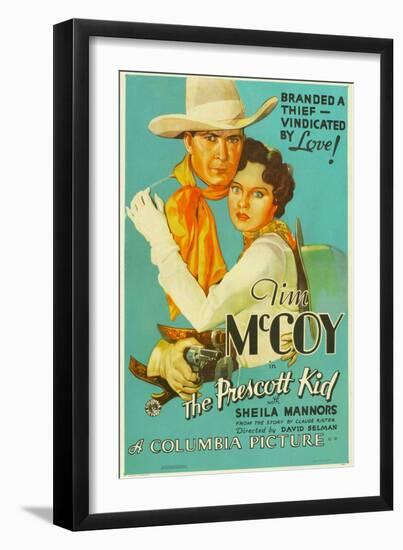 THE PRESCOTT KID, from left: Tim McCoy, Sheila Mannors (aka Sheila Bromley), 1934.-null-Framed Art Print