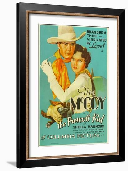 THE PRESCOTT KID, from left: Tim McCoy, Sheila Mannors (aka Sheila Bromley), 1934.-null-Framed Art Print