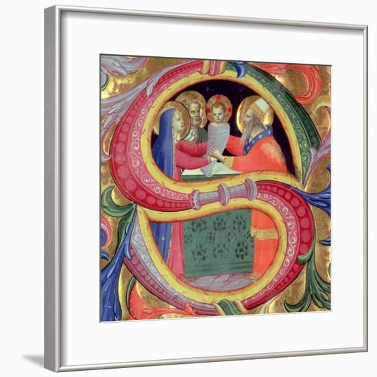 The Presentation in the Temple, Depicted in an Historiated Initial "S"-Fra Angelico-Framed Giclee Print