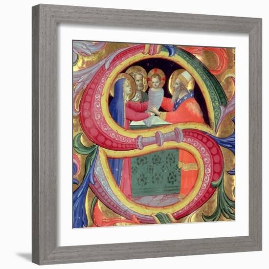 The Presentation in the Temple, Depicted in an Historiated Initial "S"-Fra Angelico-Framed Giclee Print