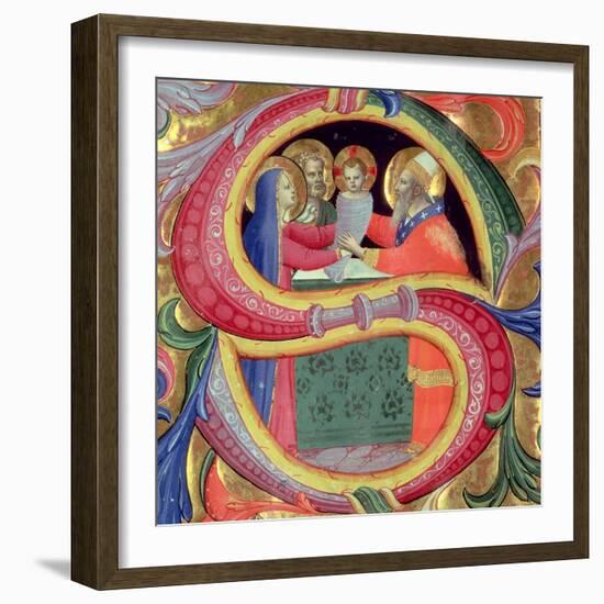 The Presentation in the Temple, Depicted in an Historiated Initial "S"-Fra Angelico-Framed Giclee Print