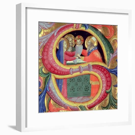 The Presentation in the Temple, Depicted in an Historiated Initial "S"-Fra Angelico-Framed Giclee Print