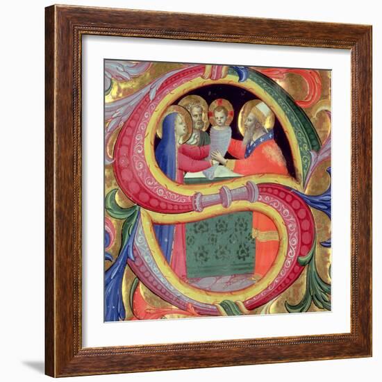 The Presentation in the Temple, Depicted in an Historiated Initial "S"-Fra Angelico-Framed Giclee Print