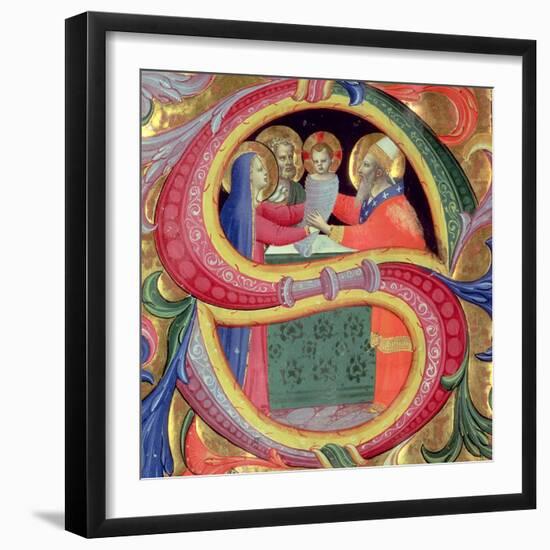 The Presentation in the Temple, Depicted in an Historiated Initial "S"-Fra Angelico-Framed Giclee Print