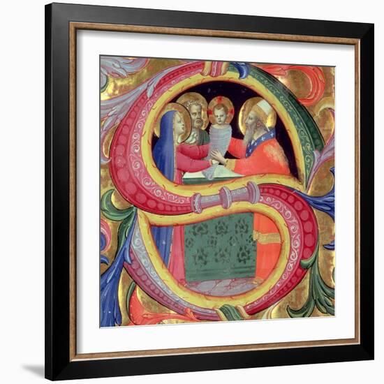 The Presentation in the Temple, Depicted in an Historiated Initial "S"-Fra Angelico-Framed Giclee Print