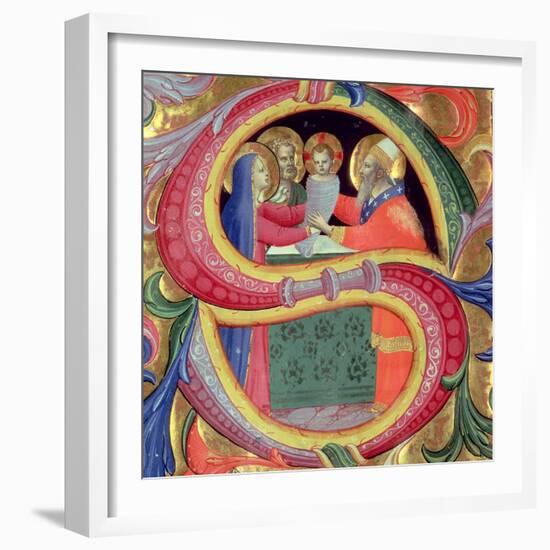 The Presentation in the Temple, Depicted in an Historiated Initial "S"-Fra Angelico-Framed Giclee Print