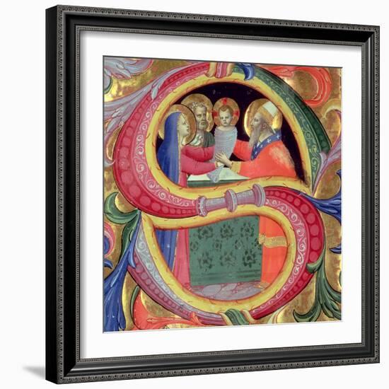 The Presentation in the Temple, Depicted in an Historiated Initial "S"-Fra Angelico-Framed Giclee Print