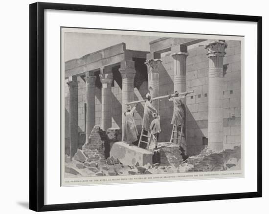 The Preservation of the Ruins at Philae from the Waters of the Assouan Reservoir-Charles Auguste Loye-Framed Giclee Print