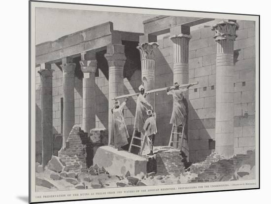 The Preservation of the Ruins at Philae from the Waters of the Assouan Reservoir-Charles Auguste Loye-Mounted Giclee Print