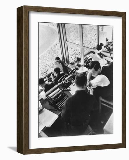 The Press Box at the Berlin Olympics, 1936-null-Framed Photographic Print