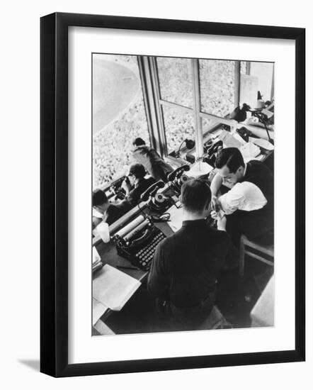 The Press Box at the Berlin Olympics, 1936-null-Framed Photographic Print