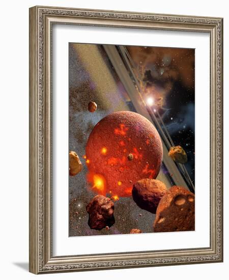 The Primordial Earth Being Formed by Asteroid-Like Bodies-Stocktrek Images-Framed Photographic Print